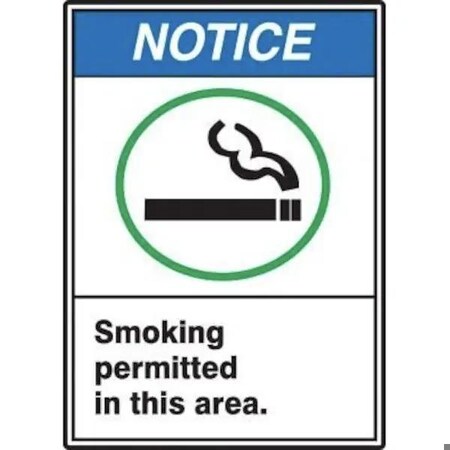 Accuform SMOKING PERMITTED IN THIS AREA, Adhesive Dura-Poly, 14 in x 10 in, Adhesive MRMK802XV